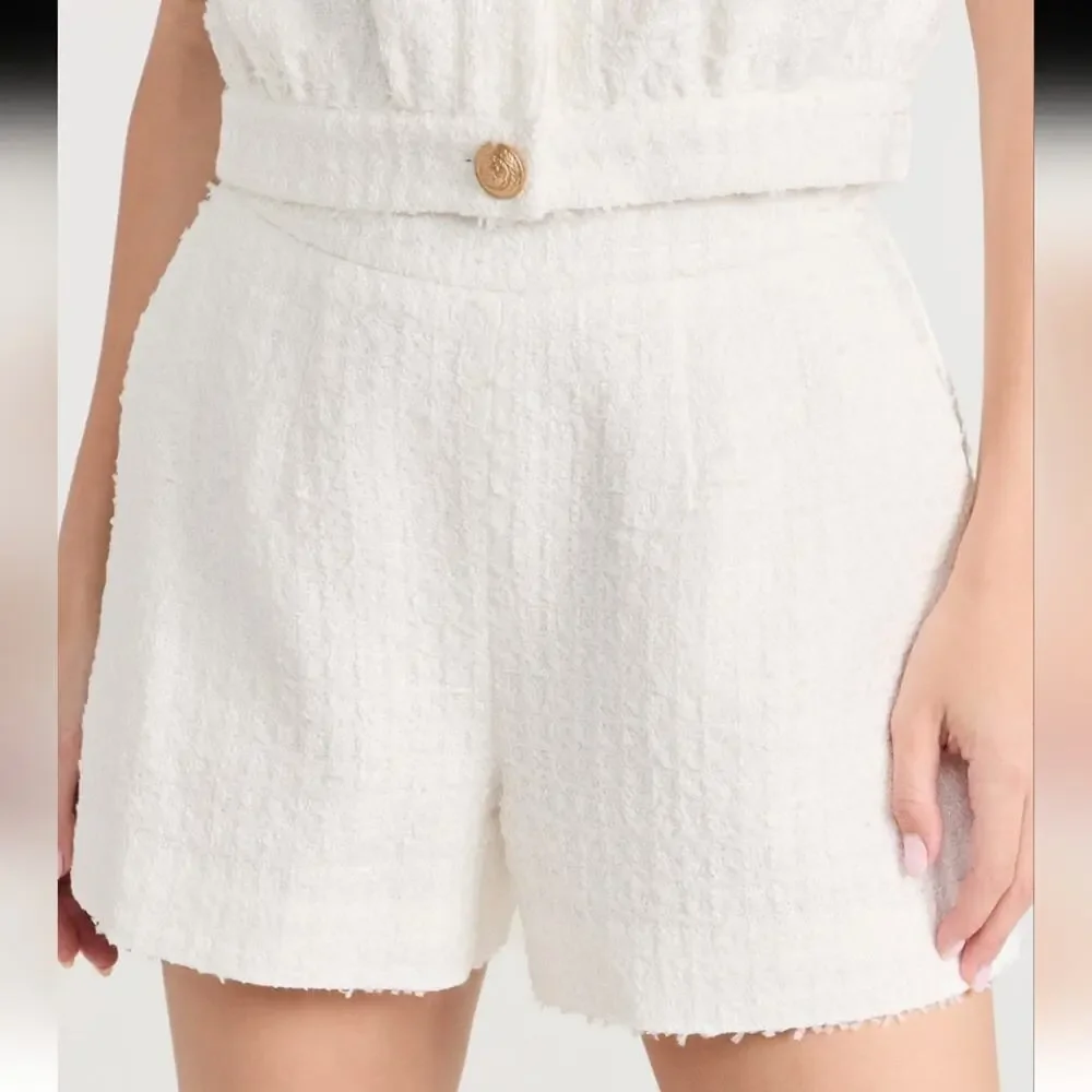 NWT$395 L'agence Ashton Bouclé Knit White Shorts Sz 6 - Picture 6 of 16